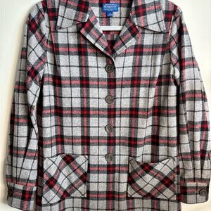 Pendleton Gray and Red Plaid Jacket Vintage Size Small Like New! 49'er Coat 49er